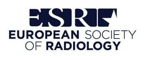 meinkarrierestart.at Logo der European Society of Radiology mit dem Akronym „ESR“ in stilisierten marineblauen Buchstaben über dem fettgedruckten Namen der Organisation.