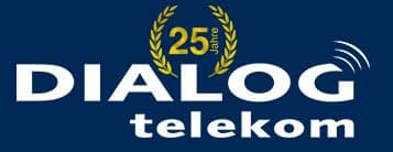 meinkarrierestart.at Logo für Dialog Telekom mit „25 Jahre“ im Lorbeerkranz über dem Wort „Dialog“ und blauem Hintergrund.