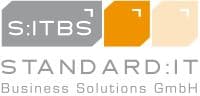 meinkarrierestart.at Logo für STANDARD:IT Business Solutions GmbH mit grauen, orangefarbenen und beigen geometrischen Formen und stilisiertem Text.