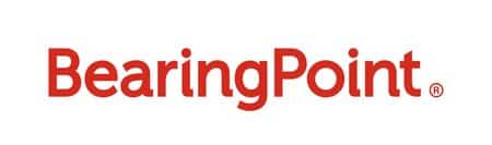meinkarrierestart.at Das Bild zeigt das BearingPoint-Logo mit dem Firmennamen in fetten roten Buchstaben auf weißem Hintergrund.