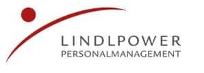 meinkarrierestart.at LINDLPOWER Personalmanagement-Logo mit rotem Swoosh und Punkt über dem Firmennamen in grauer Schrift auf weißem Hintergrund.