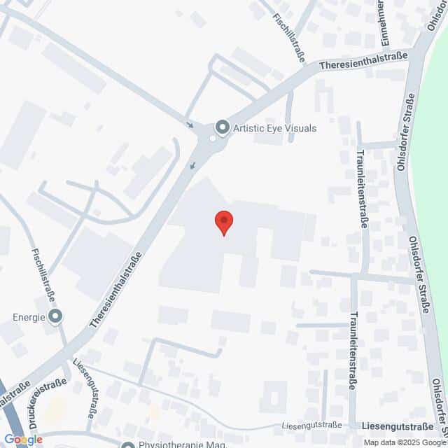 meinkarrierestart.at Eine digitale Karte zeigt einen mit einer roten Stecknadel markierten Ort in der Nähe der Theresienthalstraße und der Ohlsdorfer Straße in einem städtischen Gebiet. Die nahe gelegenen Straßen und Sehenswürdigkeiten sind gekennzeichnet.