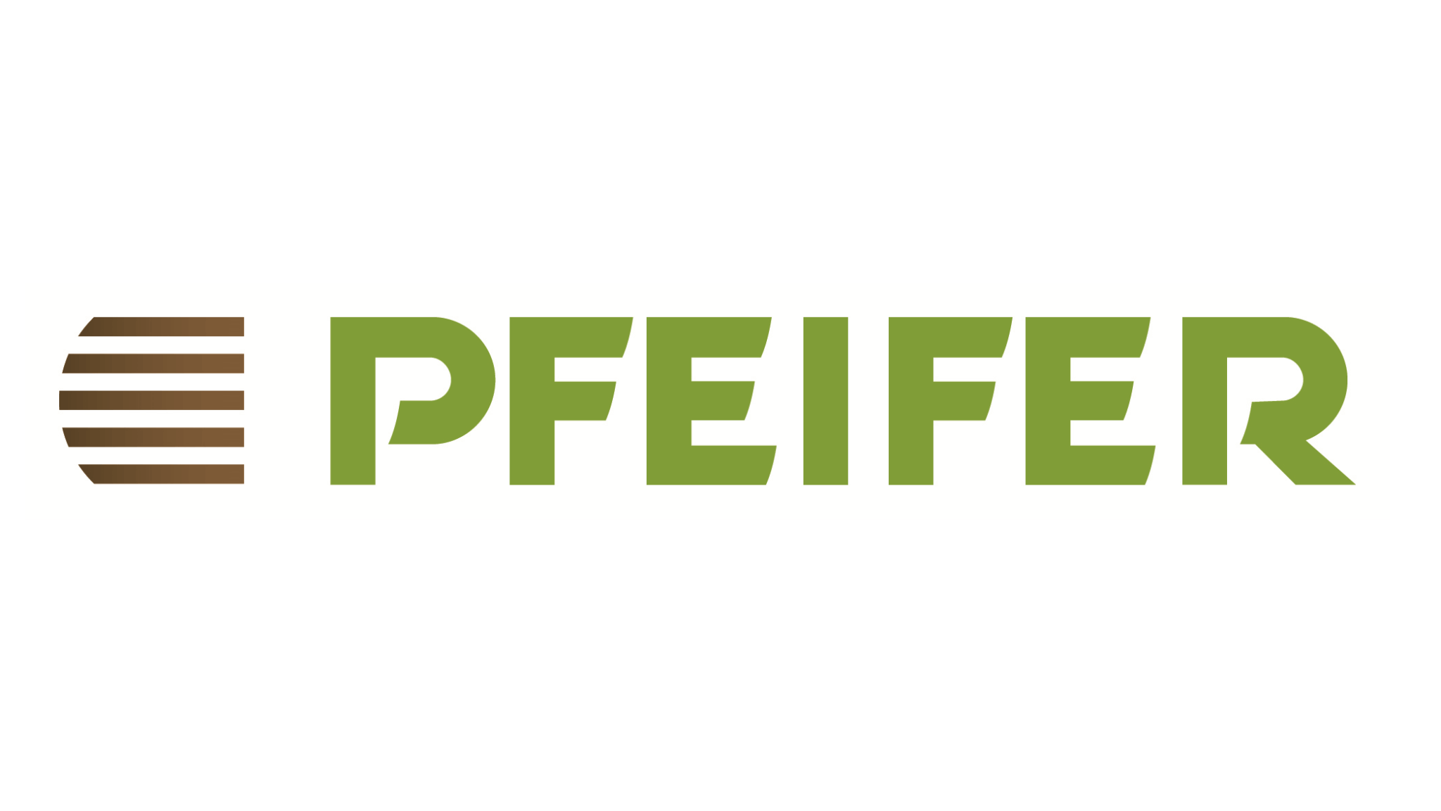 meinkarrierestart.at Das PFEIFER-Logo in grünen Großbuchstaben neben einem braunen, kreisförmig gestreiften Symbol auf weißem Hintergrund.