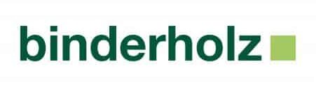 meinkarrierestart.at Das binderholz-Logo zeigt den Firmennamen in grünen Kleinbuchstaben, gefolgt von einem einfarbigen hellgrünen Quadrat auf weißem Hintergrund.