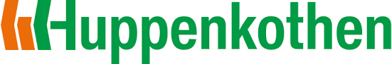 meinkarrierestart.at Das Huppenkothen-Logo besteht aus zwei orangefarbenen und grünen Winkelformen, gefolgt von dem Firmennamen "Huppenkothen" in grüner Schrift.