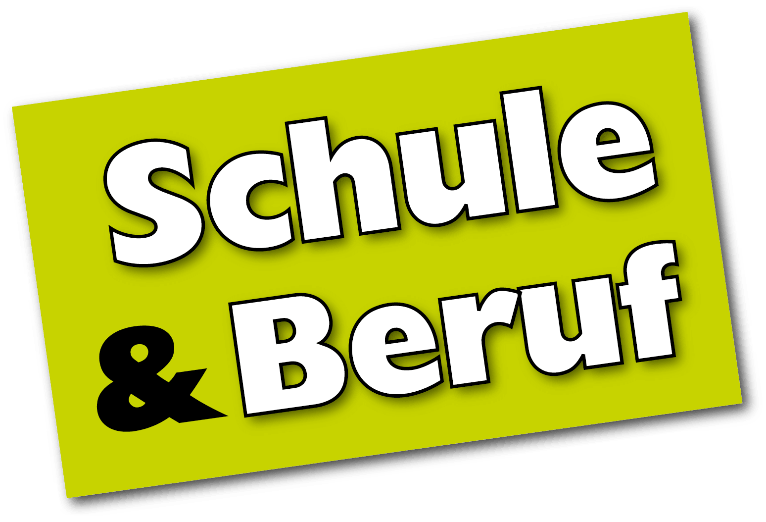 meinkarrierestart.at Das Bild zeigt ein grünes Rechteck mit der Aufschrift "Schule & Beruf" in fetten weißen und schwarzen Buchstaben.