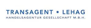 meinkarrierestart.at Logo für die Transagent Lehag Handelsagentur Gesellschaft m.b.H., mit dem Firmennamen in blauen Großbuchstaben und einem darunter liegenden Slogan in kleineren Großbuchstaben.