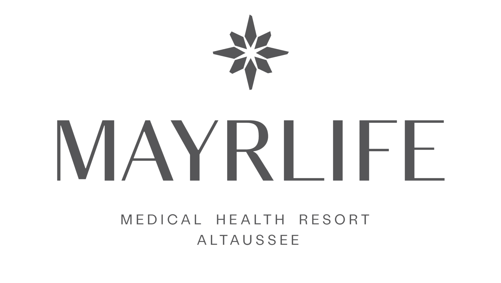 meinkarrierestart.at Logo für das MAYRLIFE Medical Health Resort Altaussee, mit einem geometrischen Sternensymbol über dem Text.