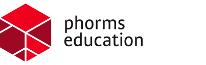 meinkarrierestart.at Das Logo von Phorms Education zeigt ein rotes geometrisches Würfelmuster links vom Firmennamen in schwarzen Kleinbuchstaben auf weißem Hintergrund.