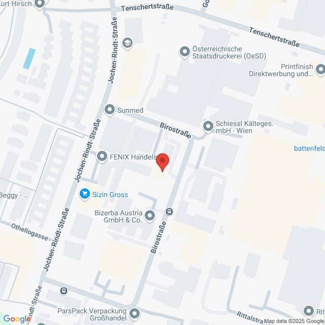 meinkarrierestart.at Eine Karte zeigt einen Ausschnitt von Wien, Österreich, auf dem FENIX Handels mit nahegelegenen Straßen und Geschäften eingezeichnet ist.