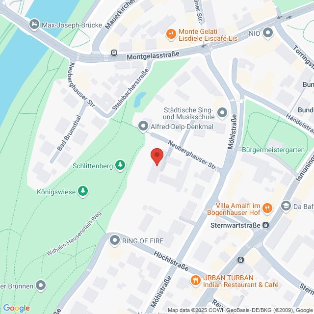 meinkarrierestart.at Die Kartenansicht zeigt einen zentralen Standort an der Neuberghauser Straße in der Nähe der Königswiese und verschiedener Restaurants in einem Stadtgebiet.