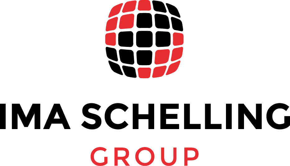 meinkarrierestart.at Das Logo der IMA Schelling Gruppe zeigt ein kugelförmiges Gittermuster mit roten und schwarzen Quadraten über dem Firmennamen in fetter schwarzer und roter Schrift.
