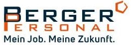meinkarrierestart.at Logo für Berger Personal mit dem Slogan "Mein Job. Meine Zukunft." auf Deutsch. Der Firmenname steht in blauer und oranger Schrift mit einem sechseckigen Symbol.