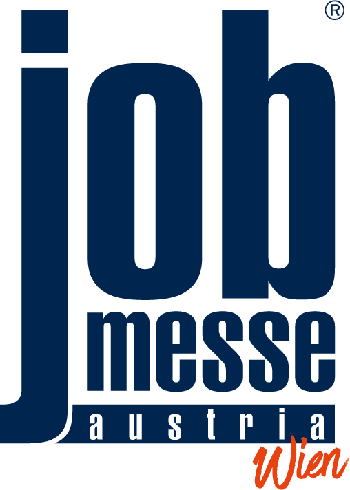 meinkarrierestart.at Logo mit dunkelblauem Schriftzug "job messe austria" und rotem kursivem Schriftzug "Wien" am unteren rechten Rand.