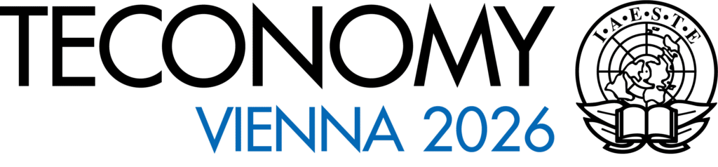 meinkarrierestart.at Das Logo der TECONOMY VIENNA 2026 mit einem Emblem, das einen Globus, Lorbeerzweige und ein offenes Buch zeigt.